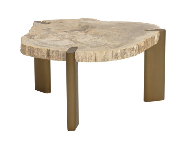 Sunpan Orric Petrified Wood Coffee Table with Steel Legs Organic Live Edge Modern Accent 28 D x 16 H x 24 W 112905