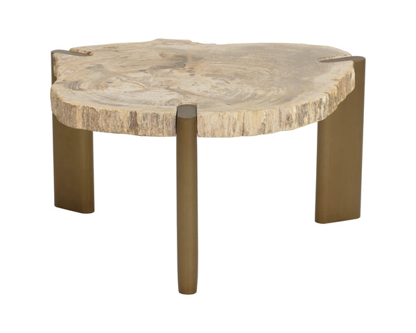 Sunpan Orric Petrified Wood Coffee Table with Steel Legs Organic Live Edge Modern Accent 28 D x 16 H x 24 W 112905