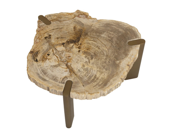 Sunpan Orric Petrified Wood Coffee Table with Steel Legs Organic Live Edge Modern Accent 28 D x 16 H x 24 W 112905