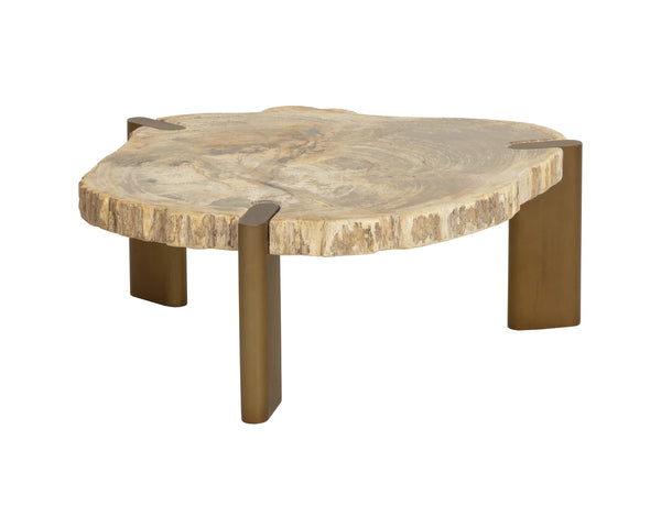 Sunpan Orric Petrified Wood Coffee Table with Steel Legs Organic Live Edge Modern Accent 28 D x 12 H x 24 W 112906