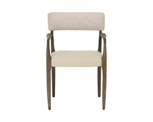 Sunpan Guardi Dining Armchair Solid Ash Frame Faux Leather and Fabric Two Tone Seat 112910