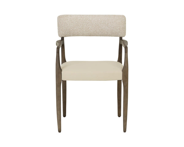 Sunpan Guardi Dining Armchair Solid Ash Frame Faux Leather and Fabric Two Tone Seat 112910
