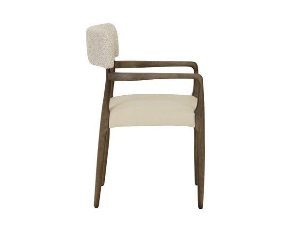 Sunpan Guardi Dining Armchair Solid Ash Frame Faux Leather and Fabric Two Tone Seat 112910