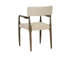 Sunpan Guardi Dining Armchair Solid Ash Frame Faux Leather and Fabric Two Tone Seat 112910