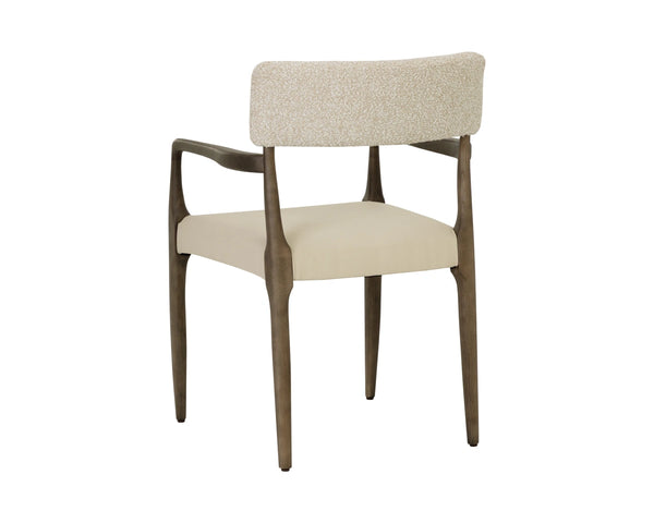 Sunpan Guardi Dining Armchair Solid Ash Frame Faux Leather and Fabric Two Tone Seat 112910