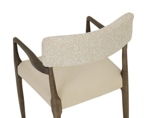 Sunpan Guardi Dining Armchair Solid Ash Frame Faux Leather and Fabric Two Tone Seat 112910