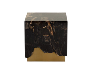 Sunpan Truett Petrified Wood End Table Polished Stone Top with Sculpted Metal Base 112911