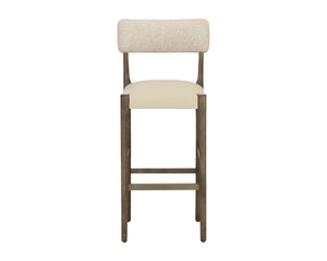 Sunpan Guardi Barstool Solid Ash Frame with Two-Tone Faux Leather and Fabric Upholstered Seat 112912