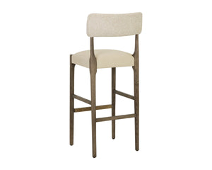 Sunpan Guardi Barstool Solid Ash Frame with Two-Tone Faux Leather and Fabric Upholstered Seat 112912