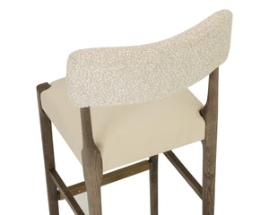 Sunpan Guardi Barstool Solid Ash Frame with Two-Tone Faux Leather and Fabric Upholstered Seat 112912