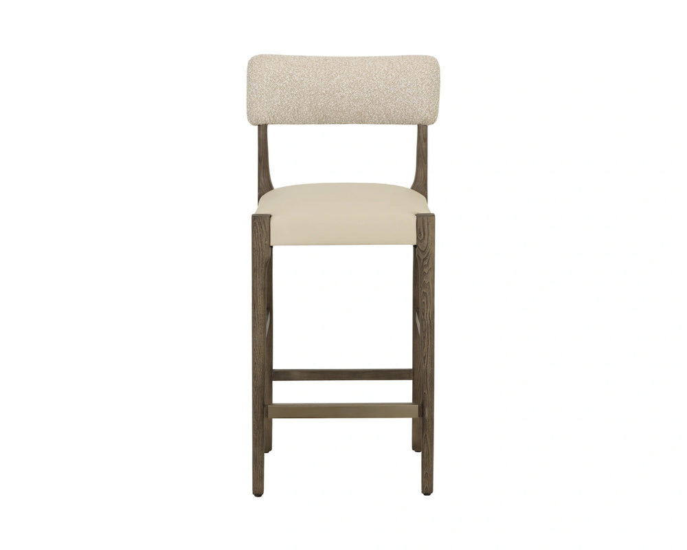 Sunpan Guardi Counter Stool Ash Wood Frame Faux Leather Seat Scandinavian Kitchen Perch 112913