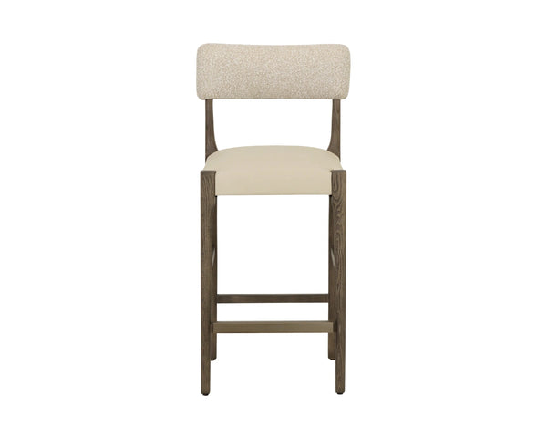 Sunpan Guardi Counter Stool Ash Wood Frame Faux Leather Seat Scandinavian Kitchen Perch 112913
