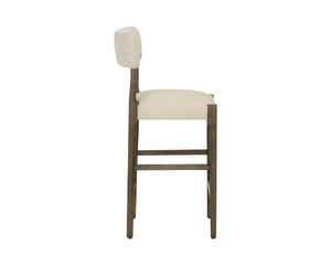 Sunpan Guardi Counter Stool Ash Wood Frame Faux Leather Seat Scandinavian Kitchen Perch 112913