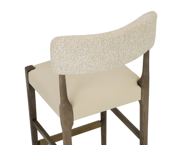 Sunpan Guardi Counter Stool Ash Wood Frame Faux Leather Seat Scandinavian Kitchen Perch 112913