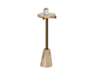 Sunpan Tamlin Petrified Wood Round End Table Sculptural Pedestal Accent for Modern Interiors 112914