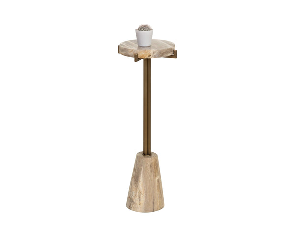 Sunpan Tamlin Petrified Wood Round End Table Sculptural Pedestal Accent for Modern Interiors 112914