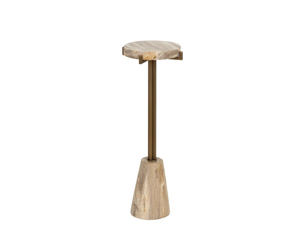 Sunpan Tamlin Petrified Wood Round End Table Sculptural Pedestal Accent for Modern Interiors 112914