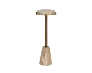 Sunpan Tamlin Petrified Wood Round End Table Sculptural Pedestal Accent for Modern Interiors 112914