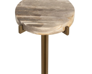 Sunpan Tamlin Petrified Wood Round End Table Sculptural Pedestal Accent for Modern Interiors 112914