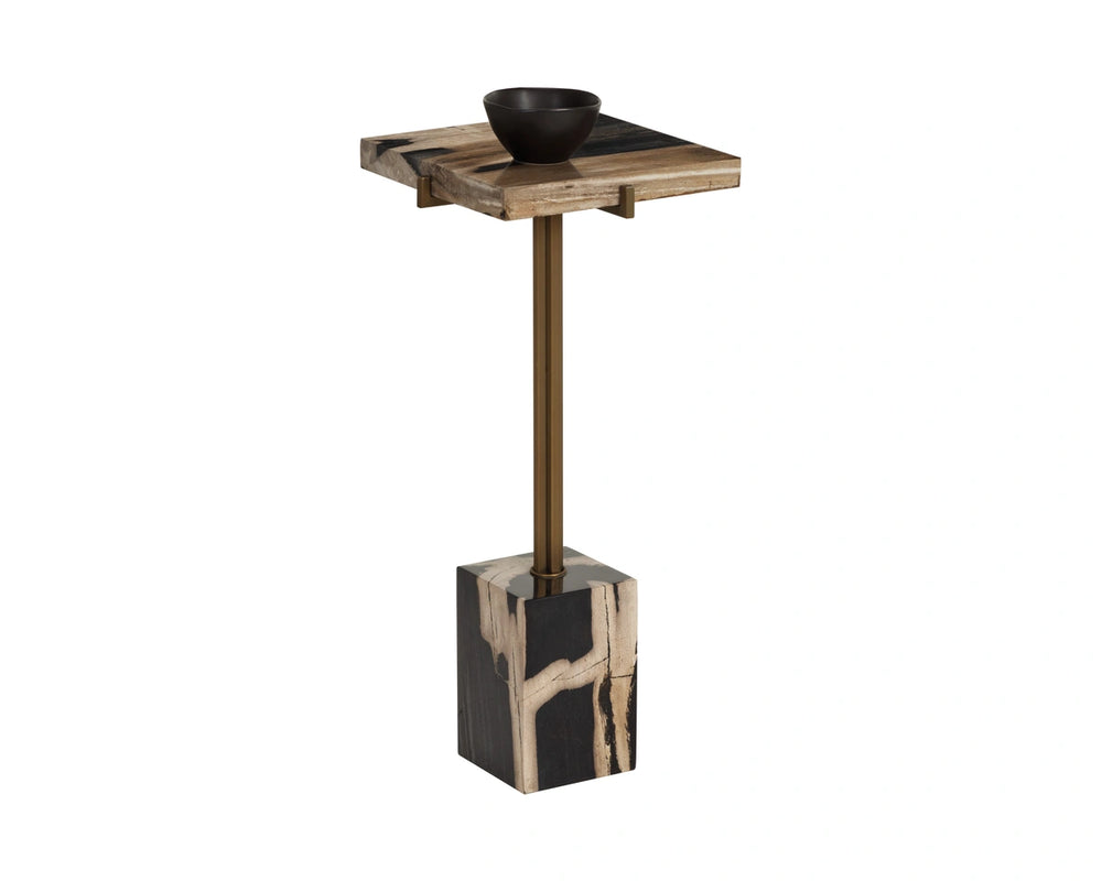 Sunpan Nisha Petrified Wood End Table Sculptural Stone Accent for Contemporary Interiors 112915