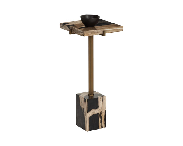 Sunpan Nisha Petrified Wood End Table Sculptural Stone Accent for Contemporary Interiors 112915