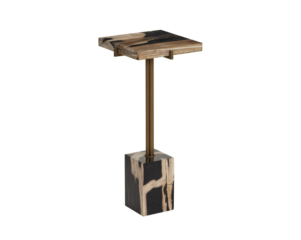Sunpan Nisha Petrified Wood End Table Sculptural Stone Accent for Contemporary Interiors 112915