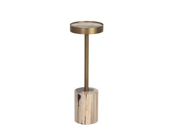 Sunpan Mogun Petrified Wood Round End Table Geological Natural Accent for Living Room 112919