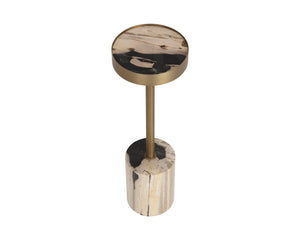 Sunpan Mogun Petrified Wood Round End Table Geological Natural Accent for Living Room 112919