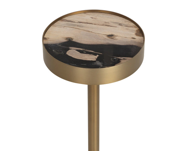 Sunpan Mogun Petrified Wood Round End Table Geological Natural Accent for Living Room 112919