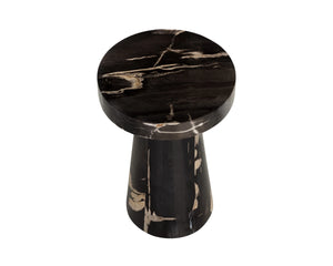 Sunpan Vajra Petrified Wood Round End Table Sculptural Fossil Stone Accent for Living Room 112921