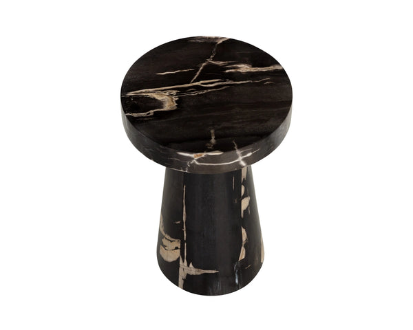 Sunpan Vajra Petrified Wood Round End Table Sculptural Fossil Stone Accent for Living Room 112921