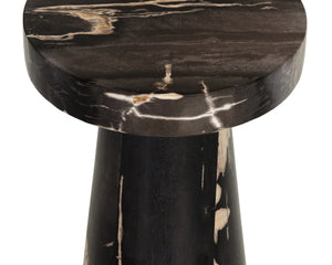 Sunpan Vajra Petrified Wood Round End Table Sculptural Fossil Stone Accent for Living Room 112921