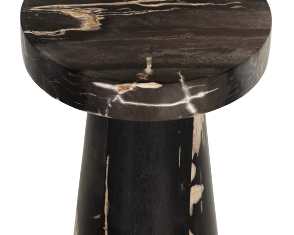 Sunpan Vajra Petrified Wood Round End Table Sculptural Fossil Stone Accent for Living Room 112921