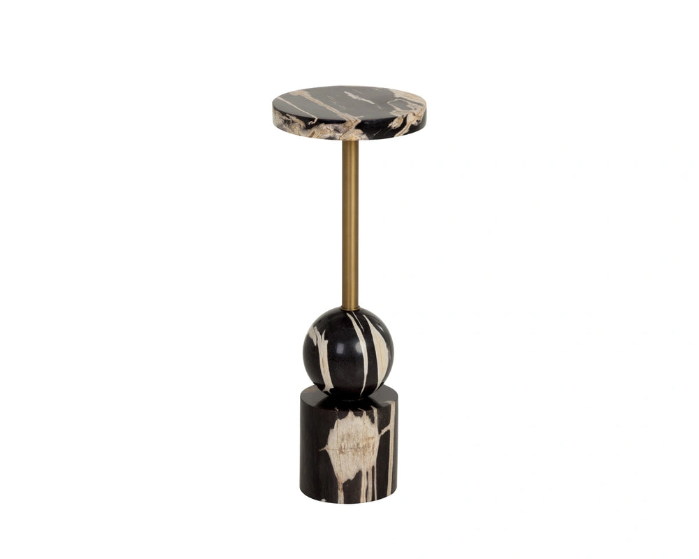 Sunpan Jiwu Petrified Wood Top End Table Sculptural Sphere Base Accent for Reading Nooks 112922