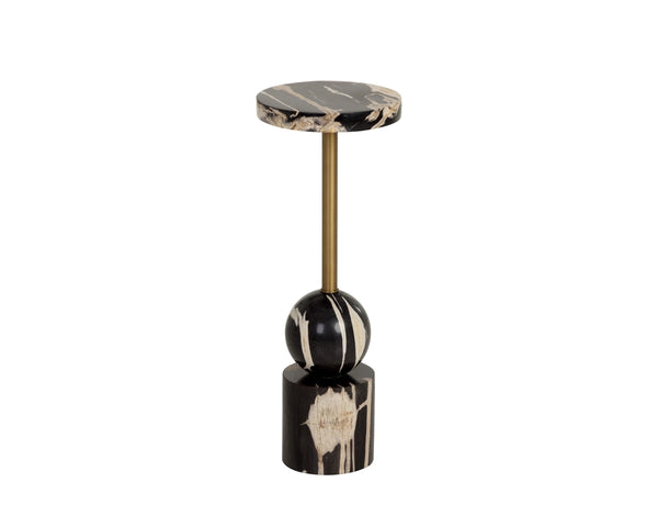 Sunpan Jiwu Petrified Wood Top End Table Sculptural Sphere Base Accent for Reading Nooks 112922