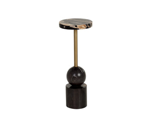 Sunpan Jiwu Petrified Wood Top End Table Sculptural Sphere Base Accent for Reading Nooks 112922
