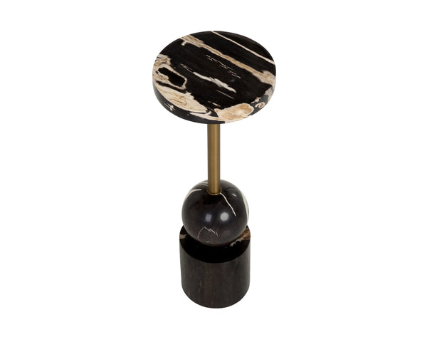 Sunpan Jiwu Petrified Wood Top End Table Sculptural Sphere Base Accent for Reading Nooks 112922