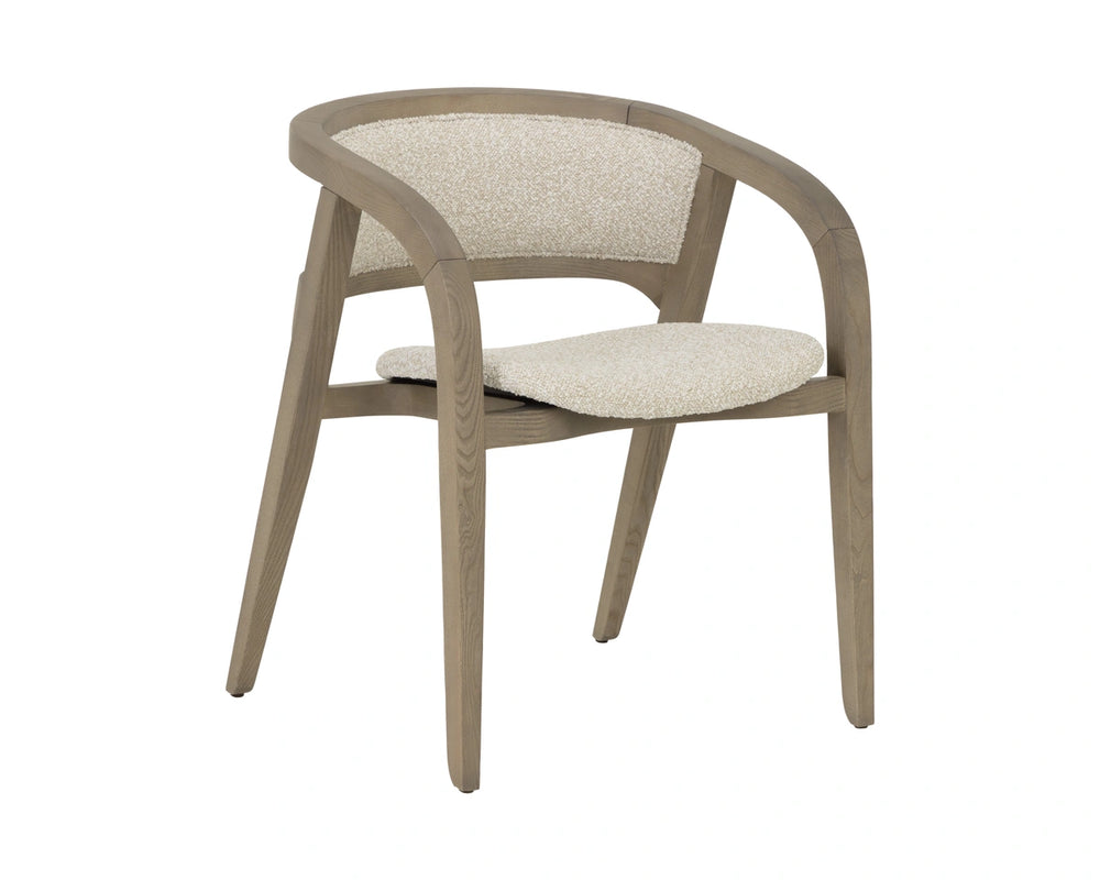 Sunpan Arco Solid Ash Dining Armchair Sculpted Wrap Frame Scandinavian Minimalist Design 112927