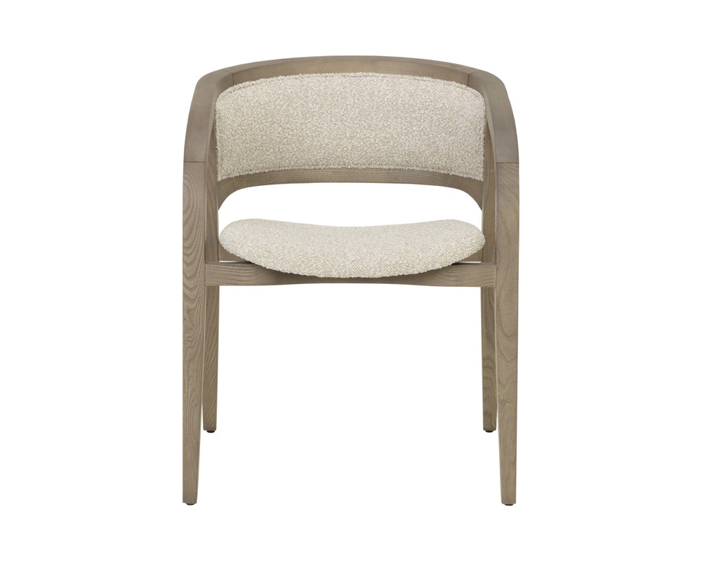 Sunpan Arco Solid Ash Dining Armchair Sculpted Wrap Frame Scandinavian Minimalist Design 112927
