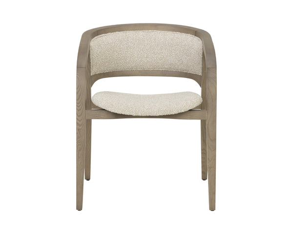 Sunpan Arco Solid Ash Dining Armchair Sculpted Wrap Frame Scandinavian Minimalist Design 112927