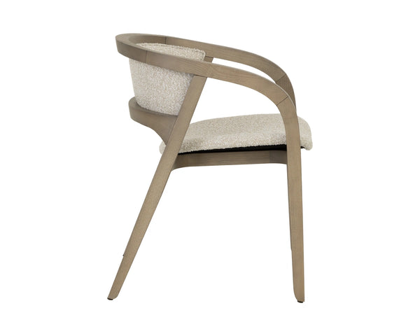 Sunpan Arco Solid Ash Dining Armchair Sculpted Wrap Frame Scandinavian Minimalist Design 112927