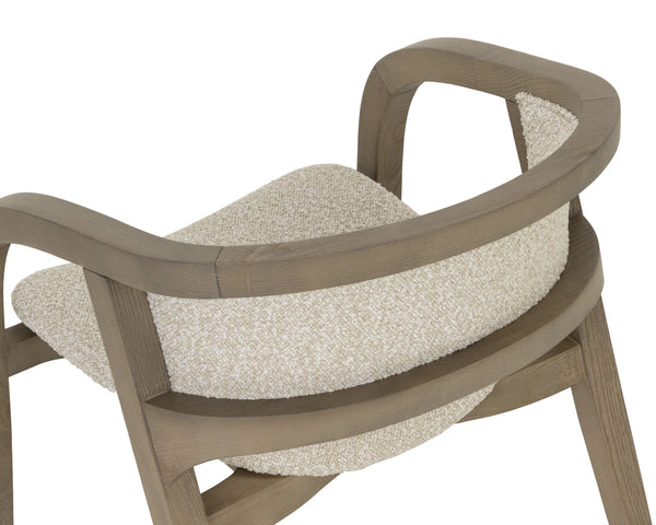 Sunpan Arco Solid Ash Dining Armchair Sculpted Wrap Frame Scandinavian Minimalist Design 112927