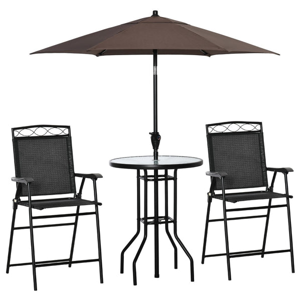 English Elm Outsunny Compact 4-Piece Outdoor Dining Set With Adjustable Umbrella & Folding Chairs For Small Spaces W2225P200652-GIGA