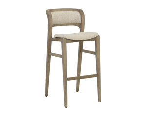 Sunpan Arco Solid Ash Barstool Woven Oatmeal Seat Scandinavian Design for Kitchen Islands 112928
