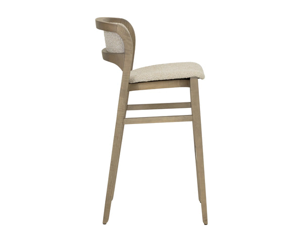 Sunpan Arco Solid Ash Barstool Woven Oatmeal Seat Scandinavian Design for Kitchen Islands 112928