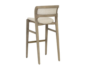 Sunpan Arco Solid Ash Barstool Woven Oatmeal Seat Scandinavian Design for Kitchen Islands 112928