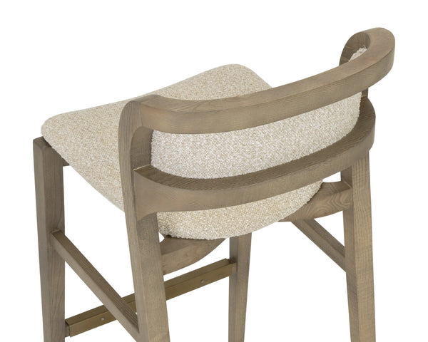 Sunpan Arco Solid Ash Barstool Woven Oatmeal Seat Scandinavian Design for Kitchen Islands 112928