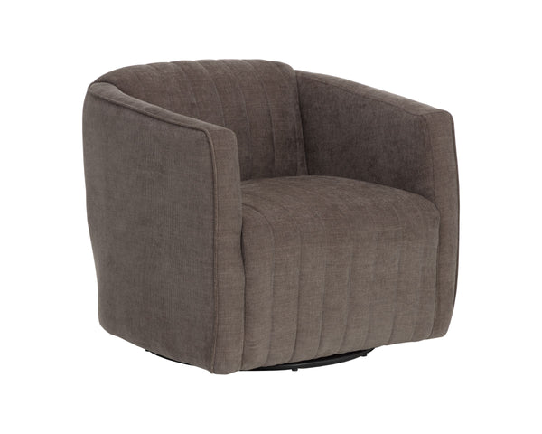 Sunpan Garrison Channel Tufted Swivel Lounge Chair with Steel Base for Modern Living Spaces 112950