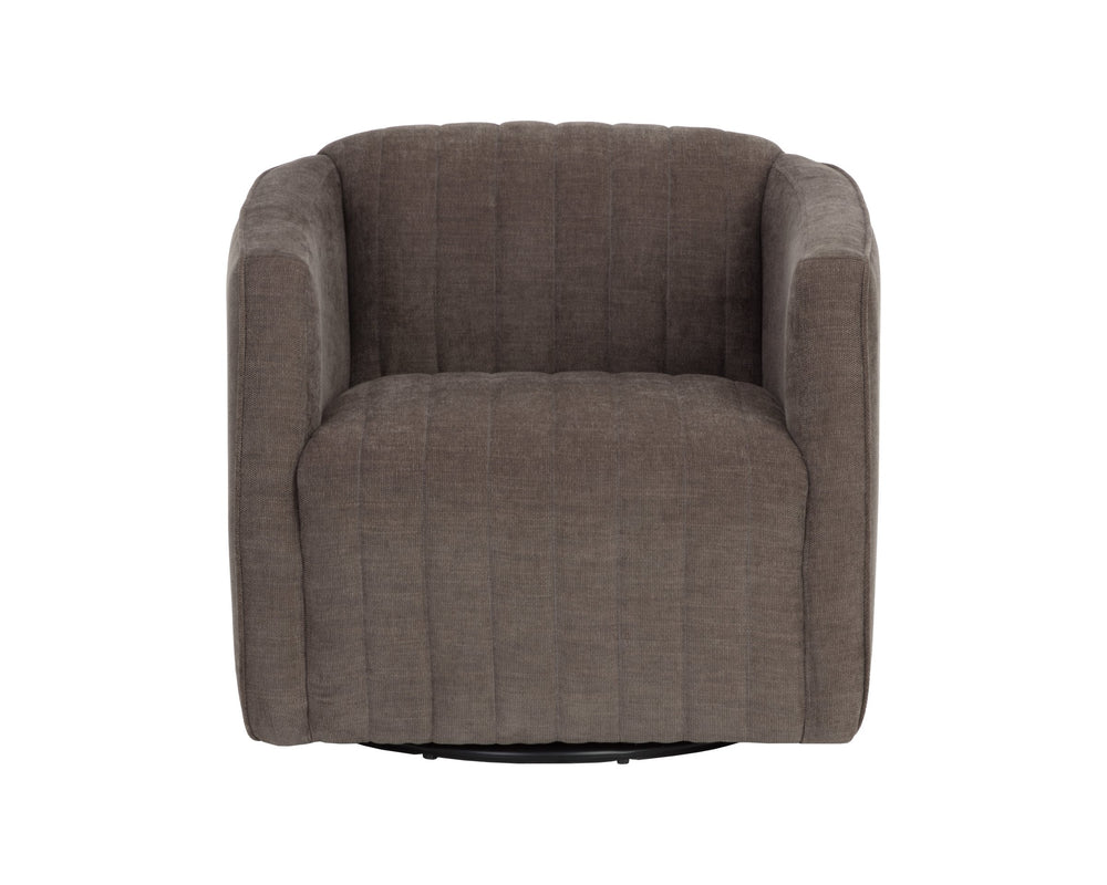 Sunpan Garrison Channel Tufted Swivel Lounge Chair with Steel Base for Modern Living Spaces 112950