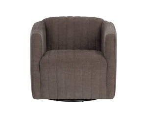 Sunpan Garrison Channel Tufted Swivel Lounge Chair with Steel Base for Modern Living Spaces 112950